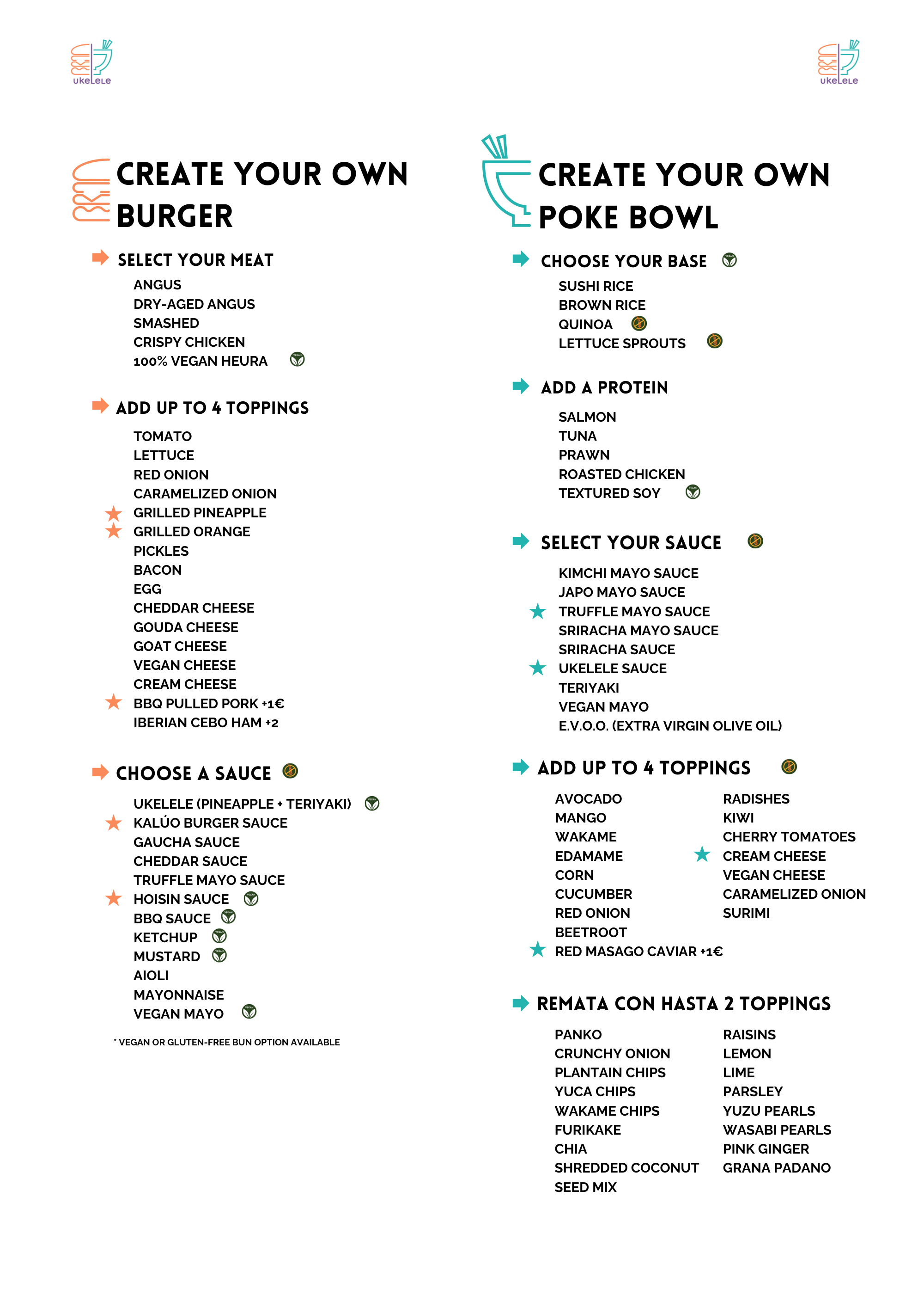 En Ukelele Gastro Lounge puedes personalizar todos los ingredientes para crear tu propia hamburguesa o poke, serán únicos