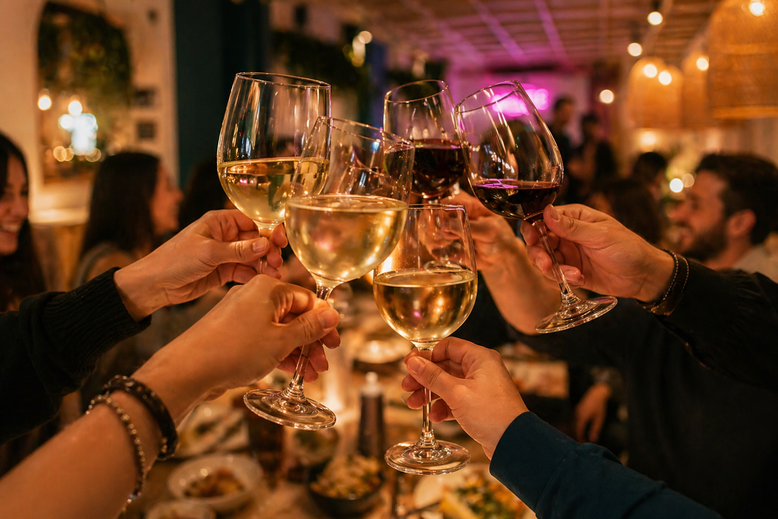 Brindis en restaurante en Valencia con copas antes de celebrar un evento privado